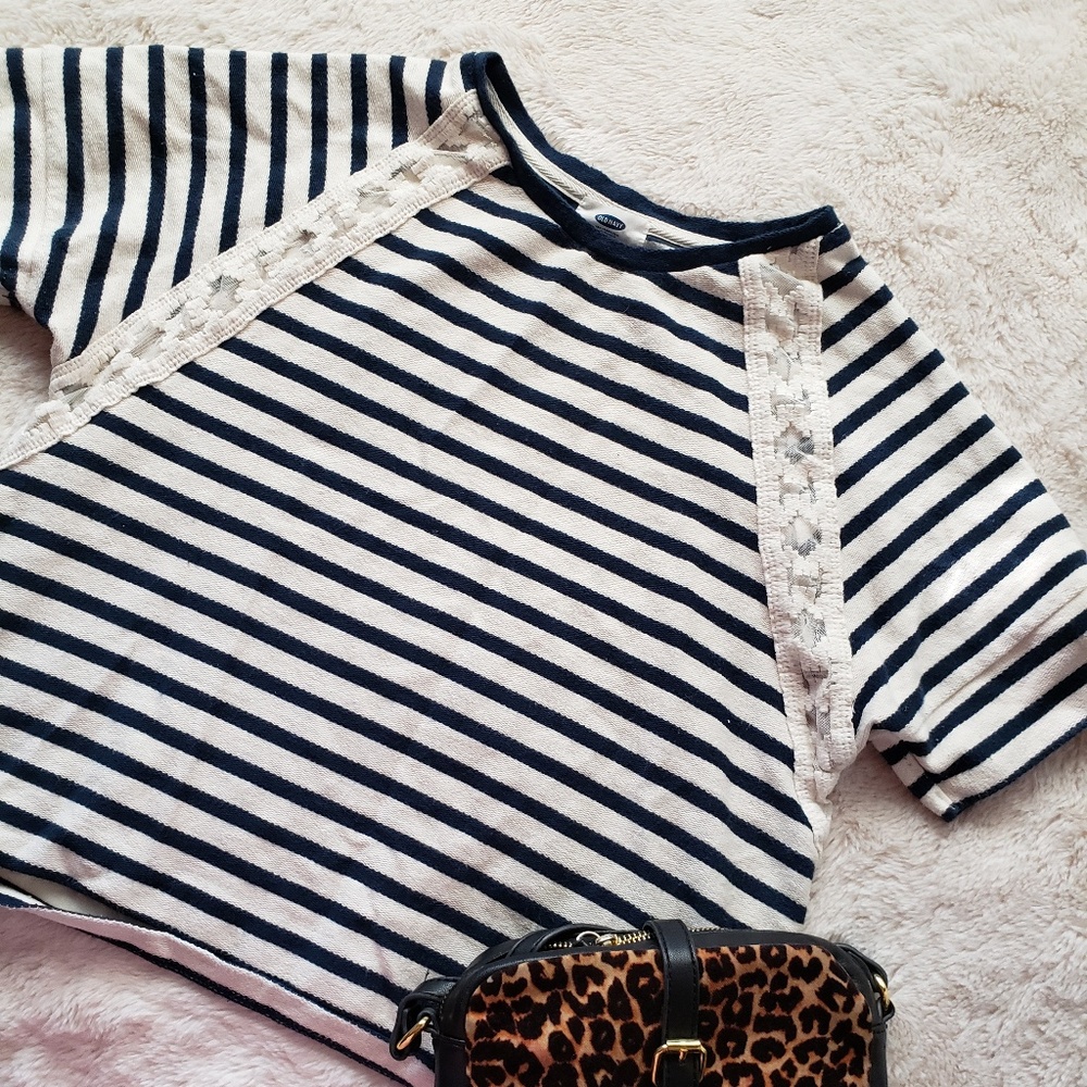 Striped with Embroidered Details Blouse